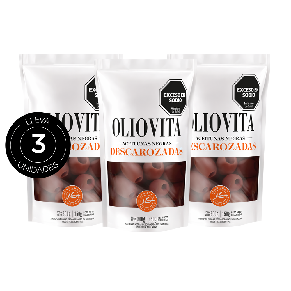Aceitunas Oliovita descarozadas negras doypack 300gr x3