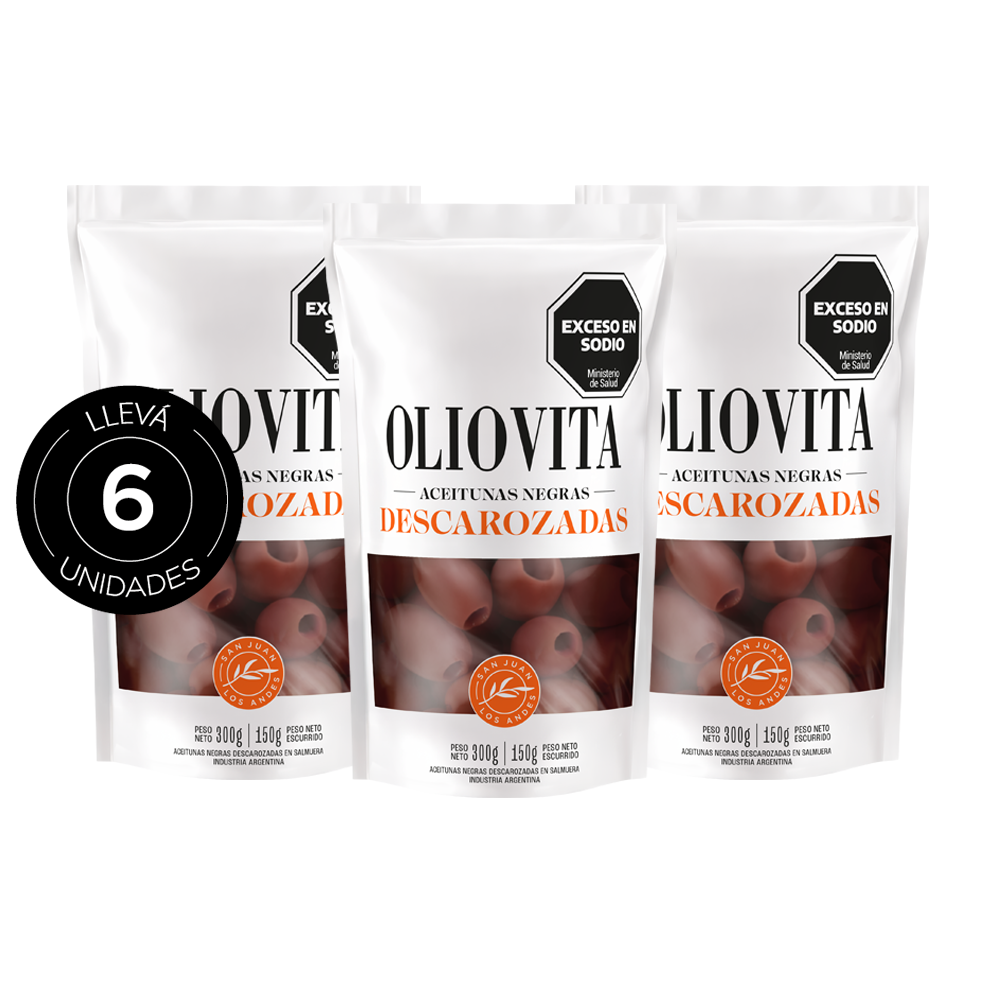 Aceitunas Oliovita descarozadas negras doypack 300gr x6