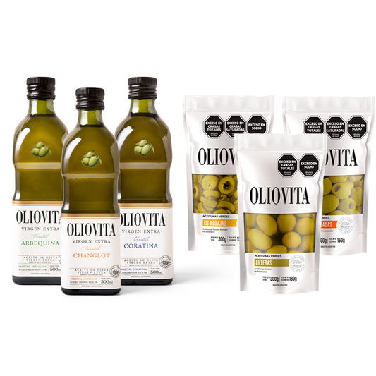 Oliovita Mix Varietales 3 unidades x 500ml - Aceite de Oliva Virgen Extra + Aceitunas