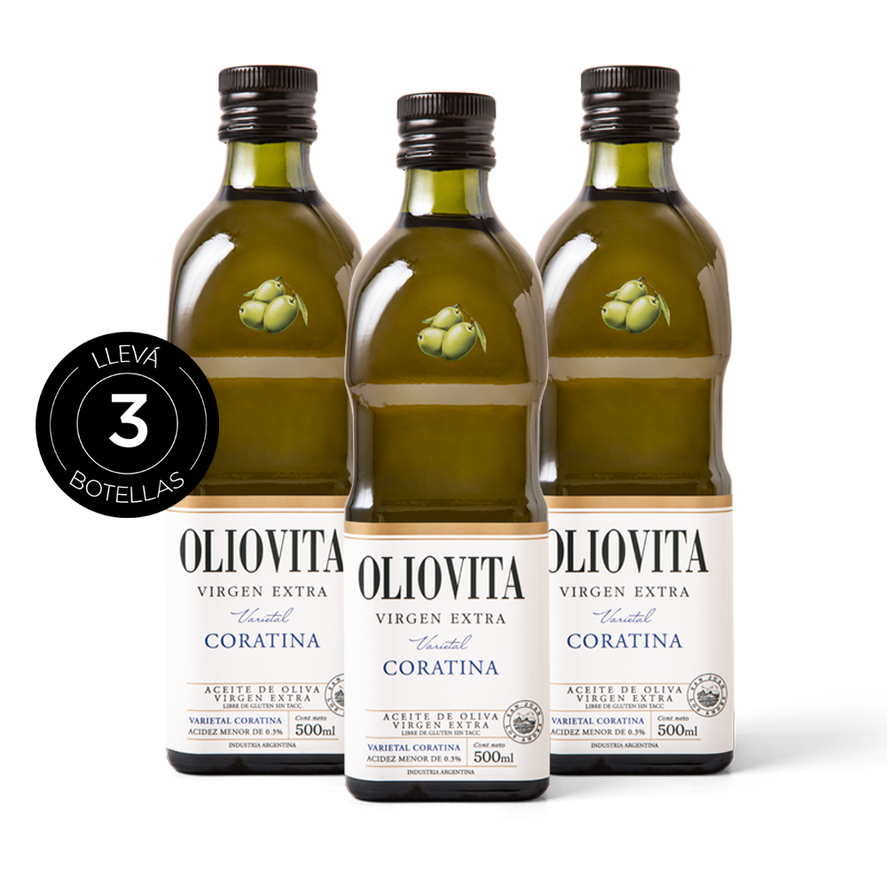 Aceite de Oliva Virgen Extra - Oliovita Varietal Coratina 3 unidades x 500ml