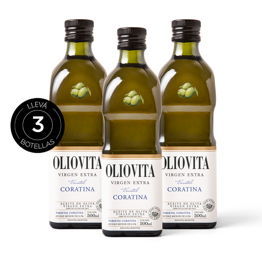 Aceite de Oliva Virgen Extra - Oliovita Varietal Coratina 3 unidades x 500ml