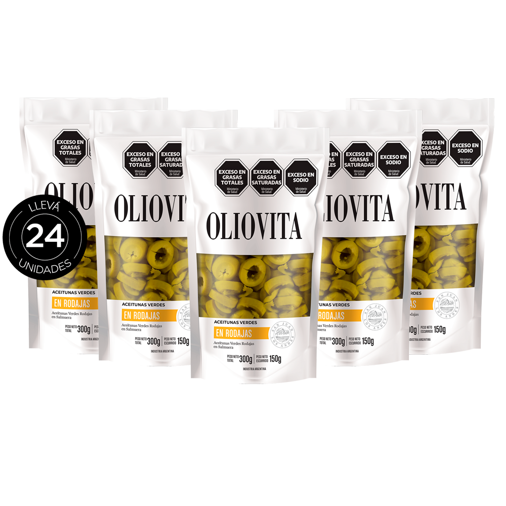 Oliovita Aceitunas Verdes En Rodajas Doypack x24 Unidades