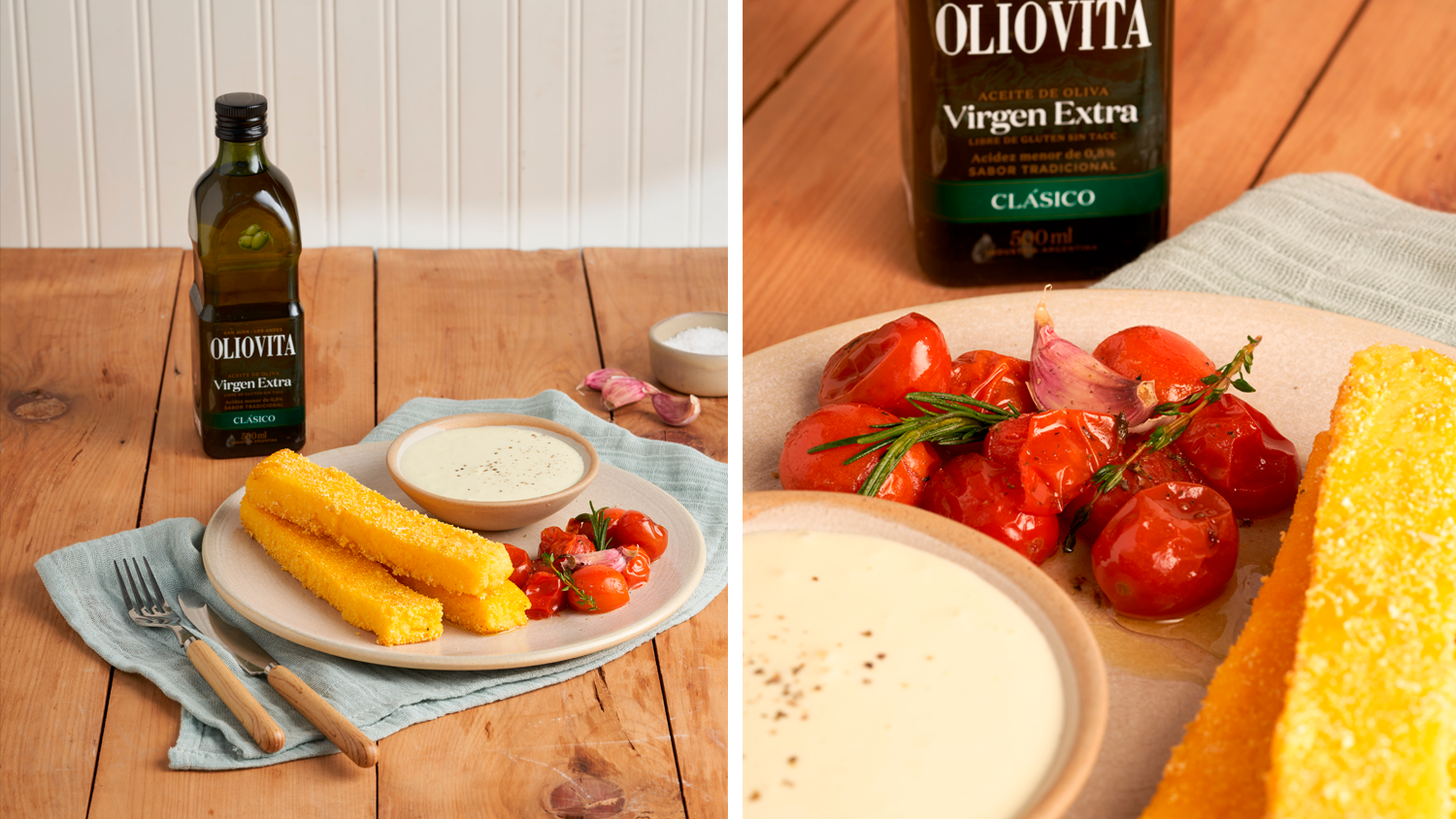 Bastones de polenta con cherrys confitados:una receta fácil y deliciosa