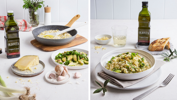 Risotto con repollitos de bruselas y oliva