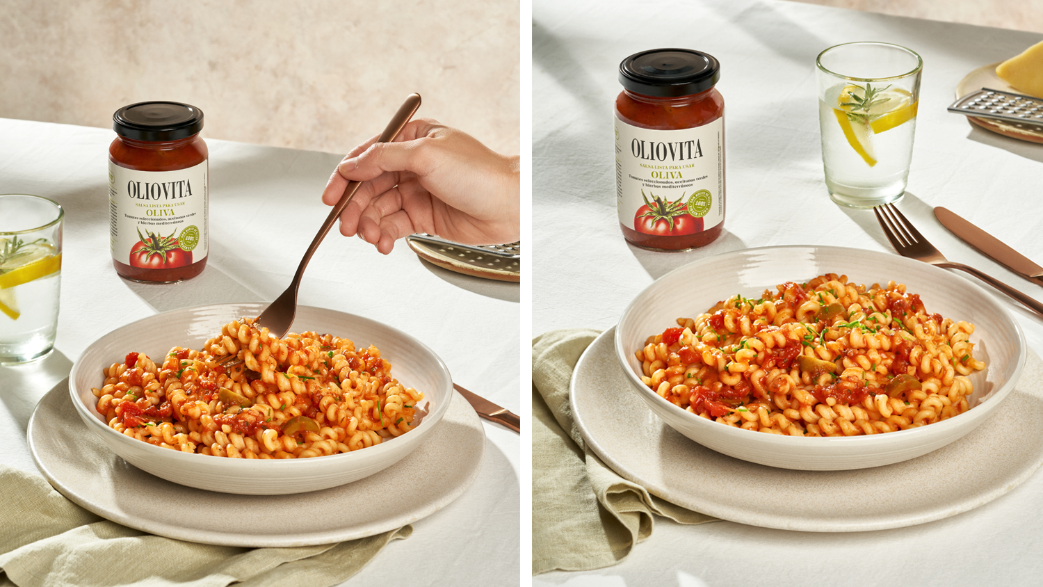 Receta de Fusilli con Salsa de Tomate Oliva