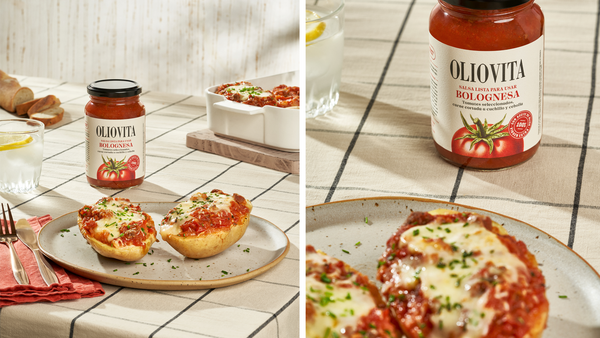 Receta de Papas rellenas con Salsa de Tomate Bolognesa