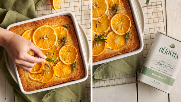 Torta de naranja, oliva y romero