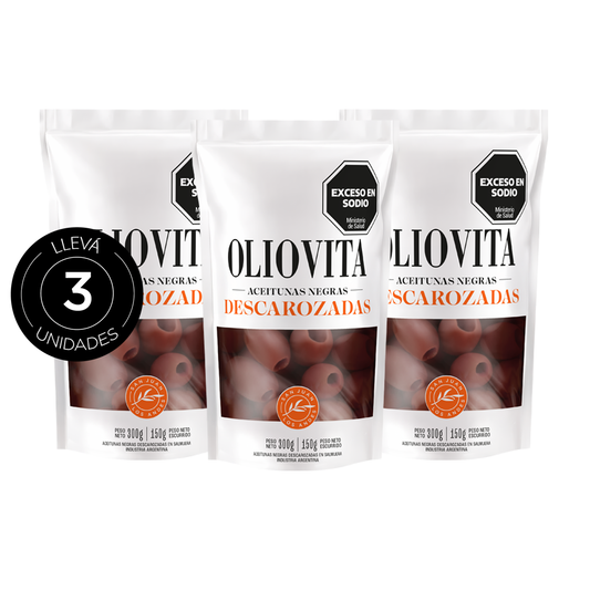 Aceitunas Oliovita descarozadas negras doypack 300gr x3
