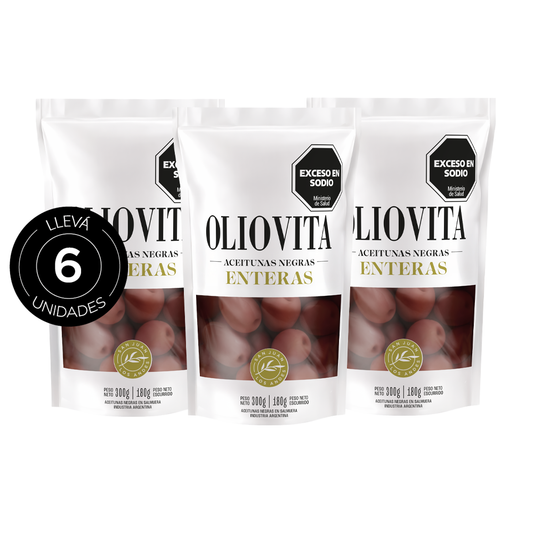 Aceitunas Oliovita enteras negras doypack 300gr x6