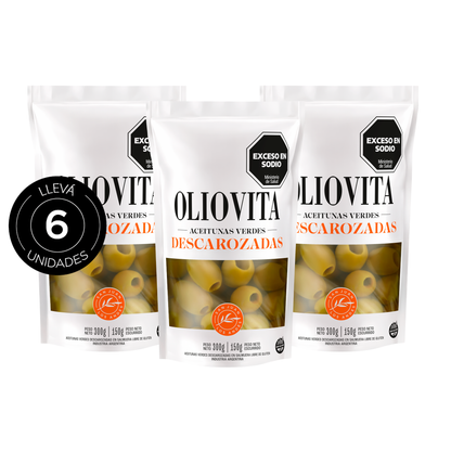 Aceitunas descarozadas Verdes Sin gluten doy pack 300gr x6