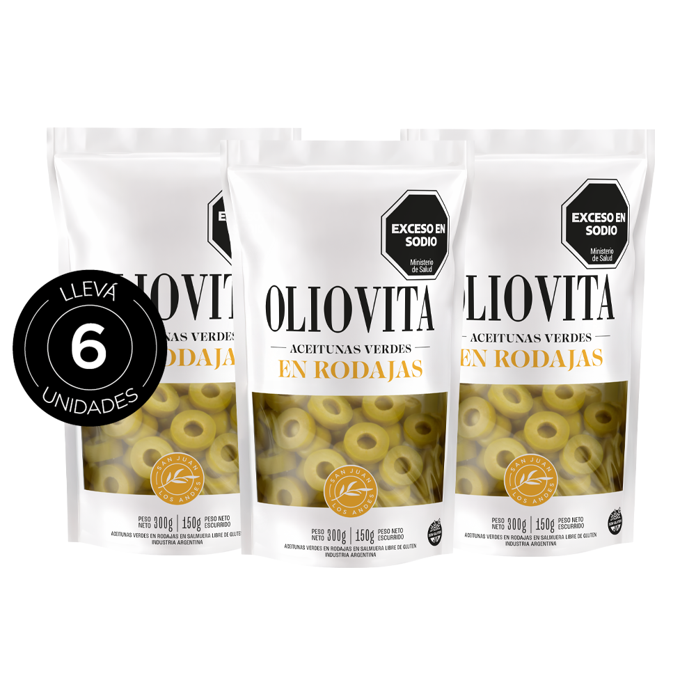 Aceitunas Oliovita en rodajas verdes sin gluten doypack 300gr x6