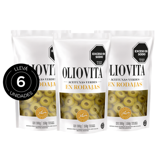 Aceitunas Oliovita en rodajas verdes sin gluten doypack 300gr x6