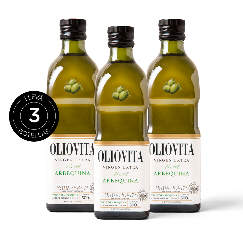 Aceite de Oliva Virgen Extra - Oliovita Varietal Arbequina 3 Unidades x 500ml