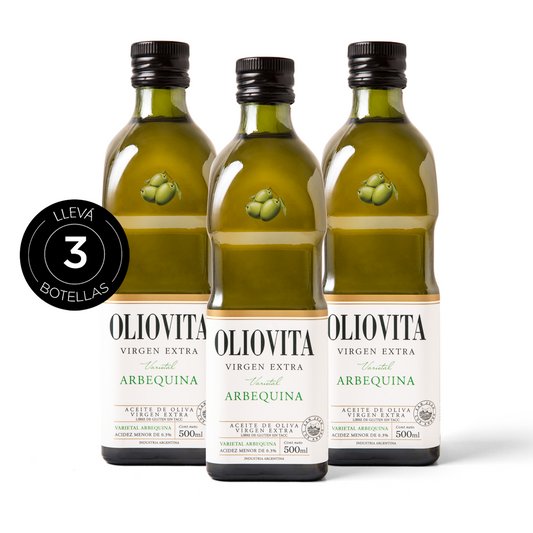 Aceite de Oliva Virgen Extra - Oliovita Varietal Arbequina 3 Unidades x 500ml