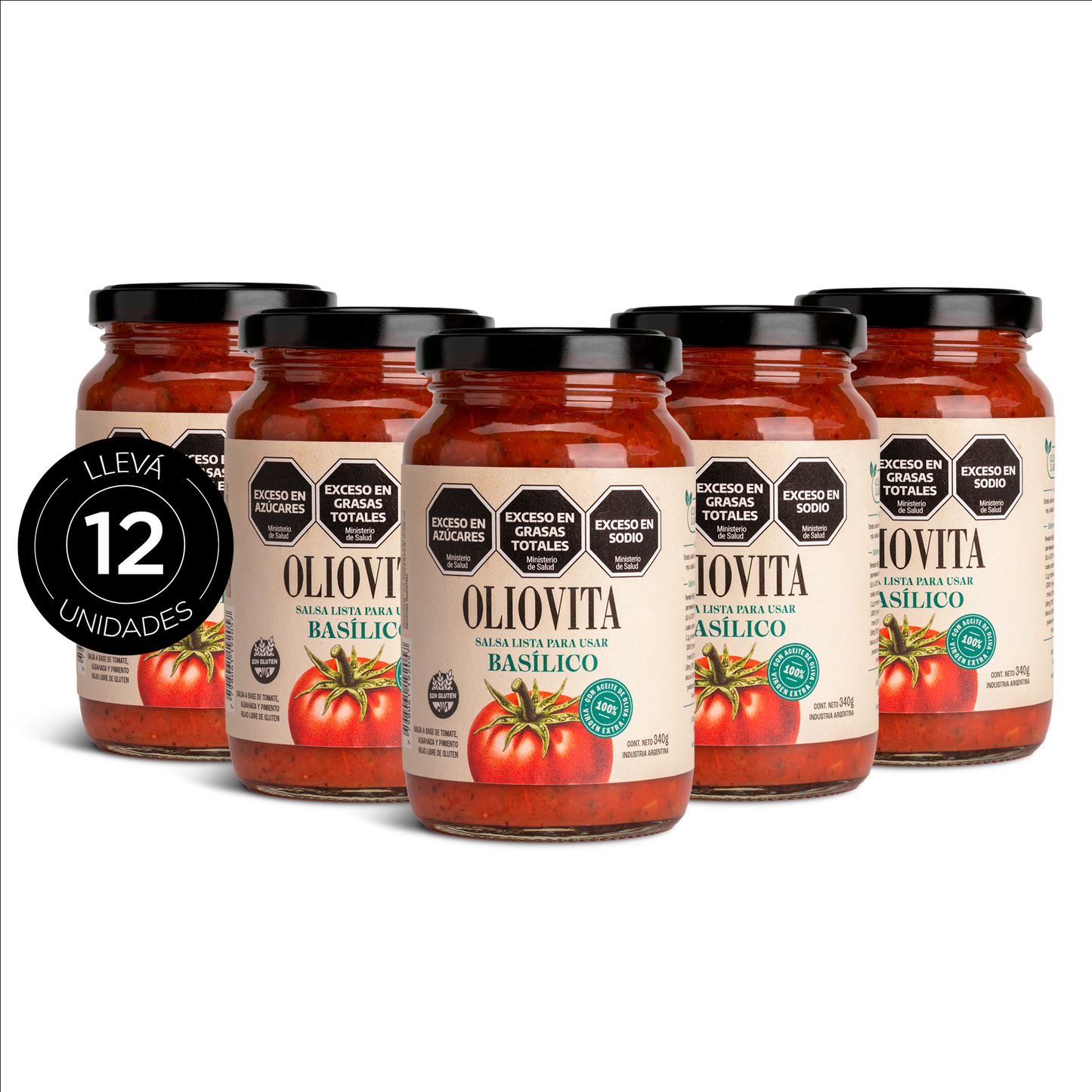 Oliovita Salsa de tomate Basilico 12 unidades x 340gr