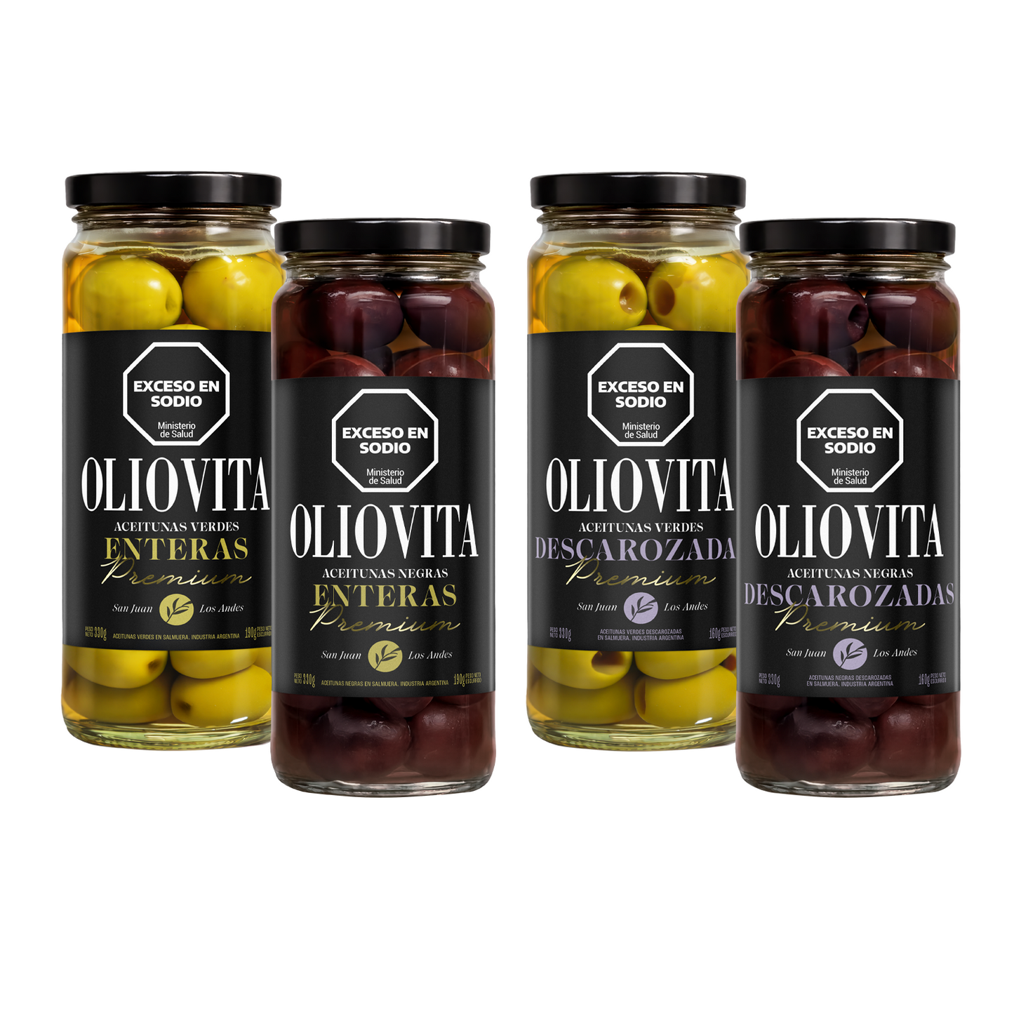 Combo Aceitunas Oliovita Premium x4 330gr