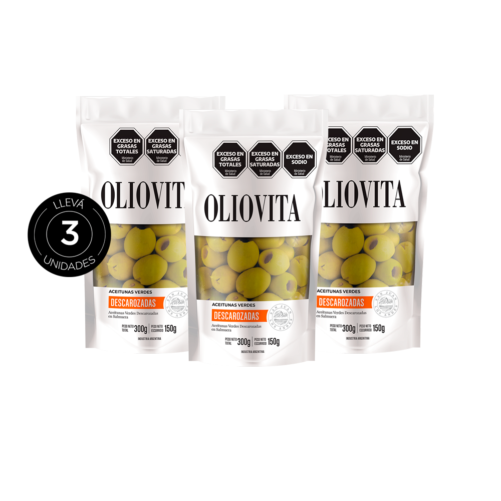 Oliovita Aceitunas Verdes Descarozadas Doypack 3 unidades 300gr