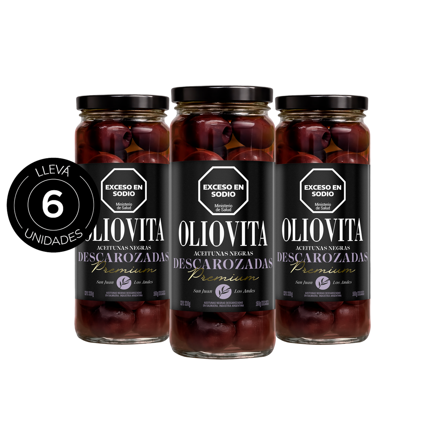 Aceitunas Oliovita Negras Descarozadas Premium Frasco x6