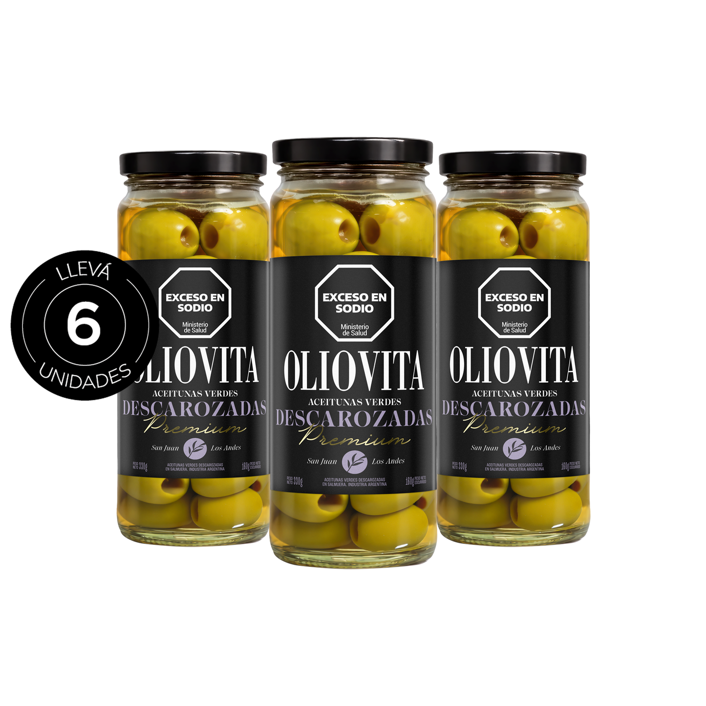 Aceitunas Oliovita Verdes Descarozadas Premium Frasco x6