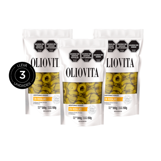 Oliovita Aceitunas Verdes en rodajas Doypack 3 unidades 300g
