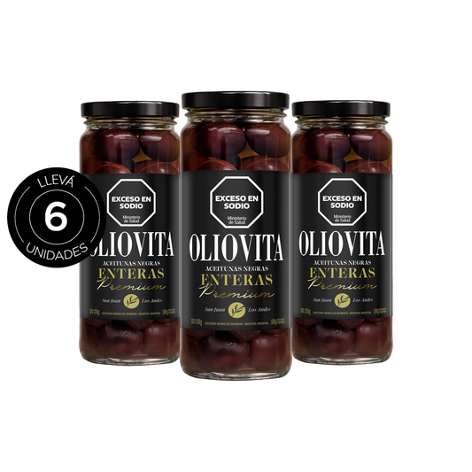 Aceitunas Oliovita Negras Enteras Premium Frasco x6