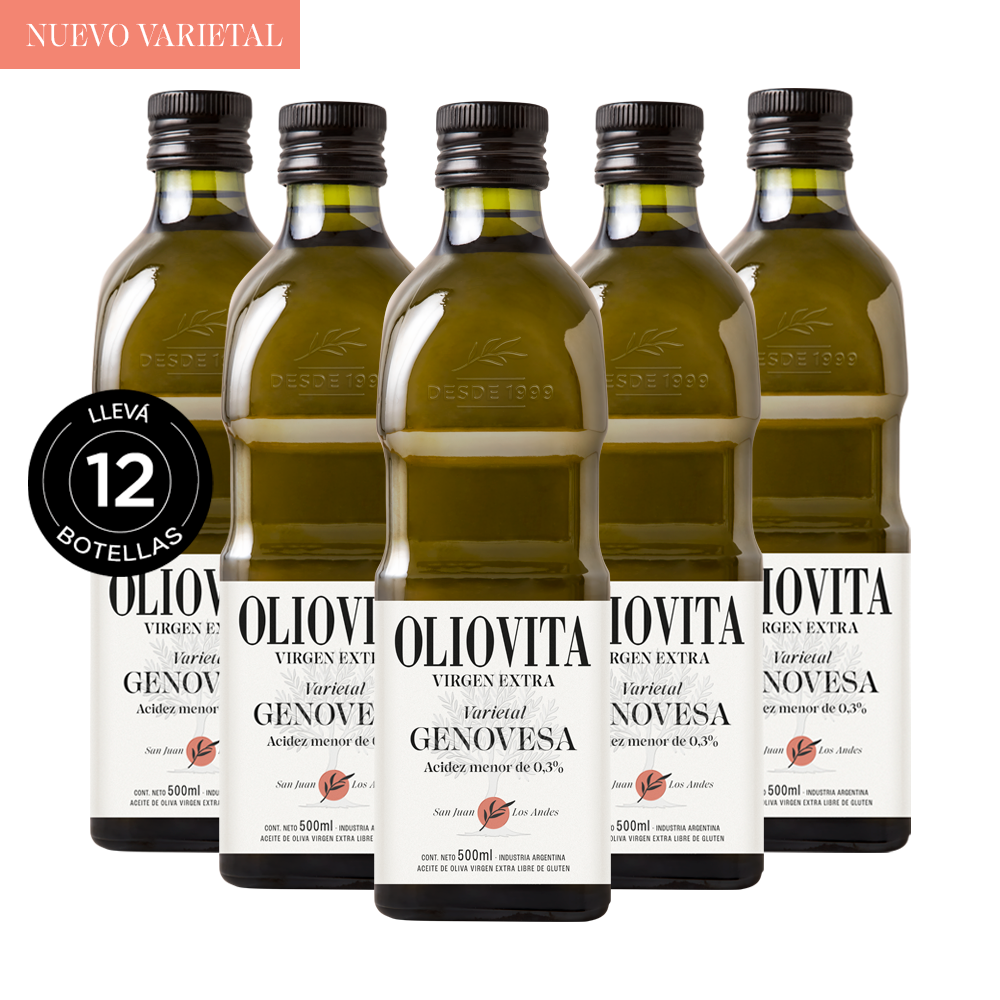Aceite de Oliva Virgen Extra - Oliovita Varietal Genovesa 12 unidades x 500ml