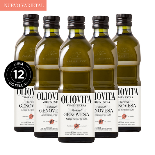 Aceite de Oliva Virgen Extra - Oliovita Varietal Genovesa 12 unidades x 500ml