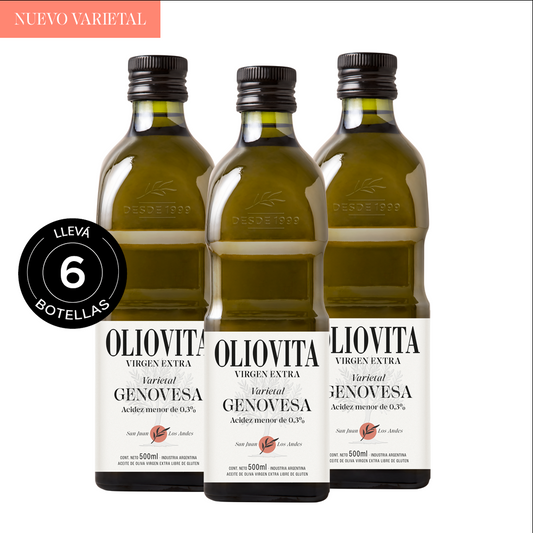 Aceite de Oliva Virgen Extra - Oliovita Varietal Genovesa 6 unidades x 500ml