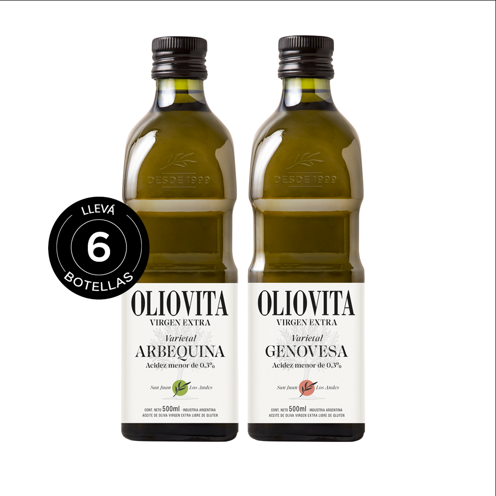 Aceite de Oliva Virgen Extra - Oliovita Mix Varietales Arbequina y Genovesa 6 unidades x 500ml
