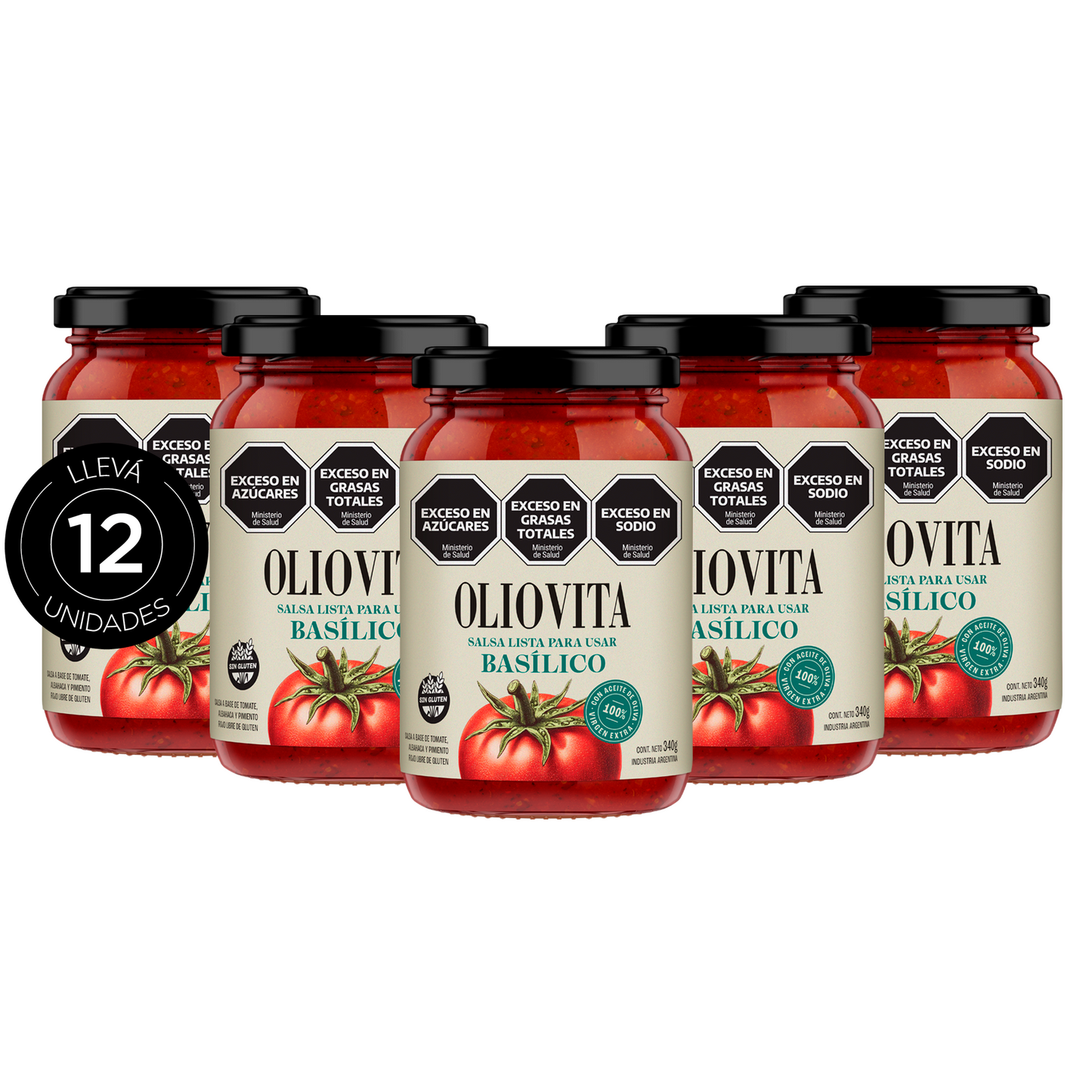 Oliovita Salsa de tomate Basilico 12 unidades x 340gr